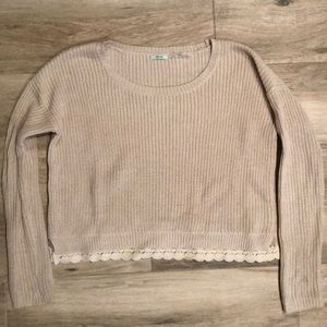 Lace Trim Knit Sweater